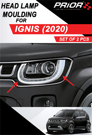 Chrome Head lamp moulding/Head light garnish cover for IGNIS (2020-onwards) (Set of 2 Pcs) 